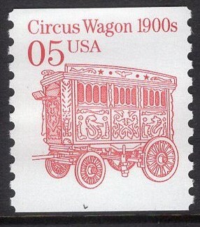 10 CIRCUS WAGON - RED Bright, Fresh USa Postage Stamps - We will send some of each design - Vintage 1992-95 - Stock# 2452x 