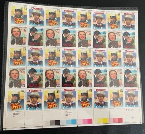 1 CLASSIC FILMS SHEET Wizard of Oz Judy Garland Gone with the Wind Gable Stagecoach Wayne Cooper Vintage 1990 - s2445 