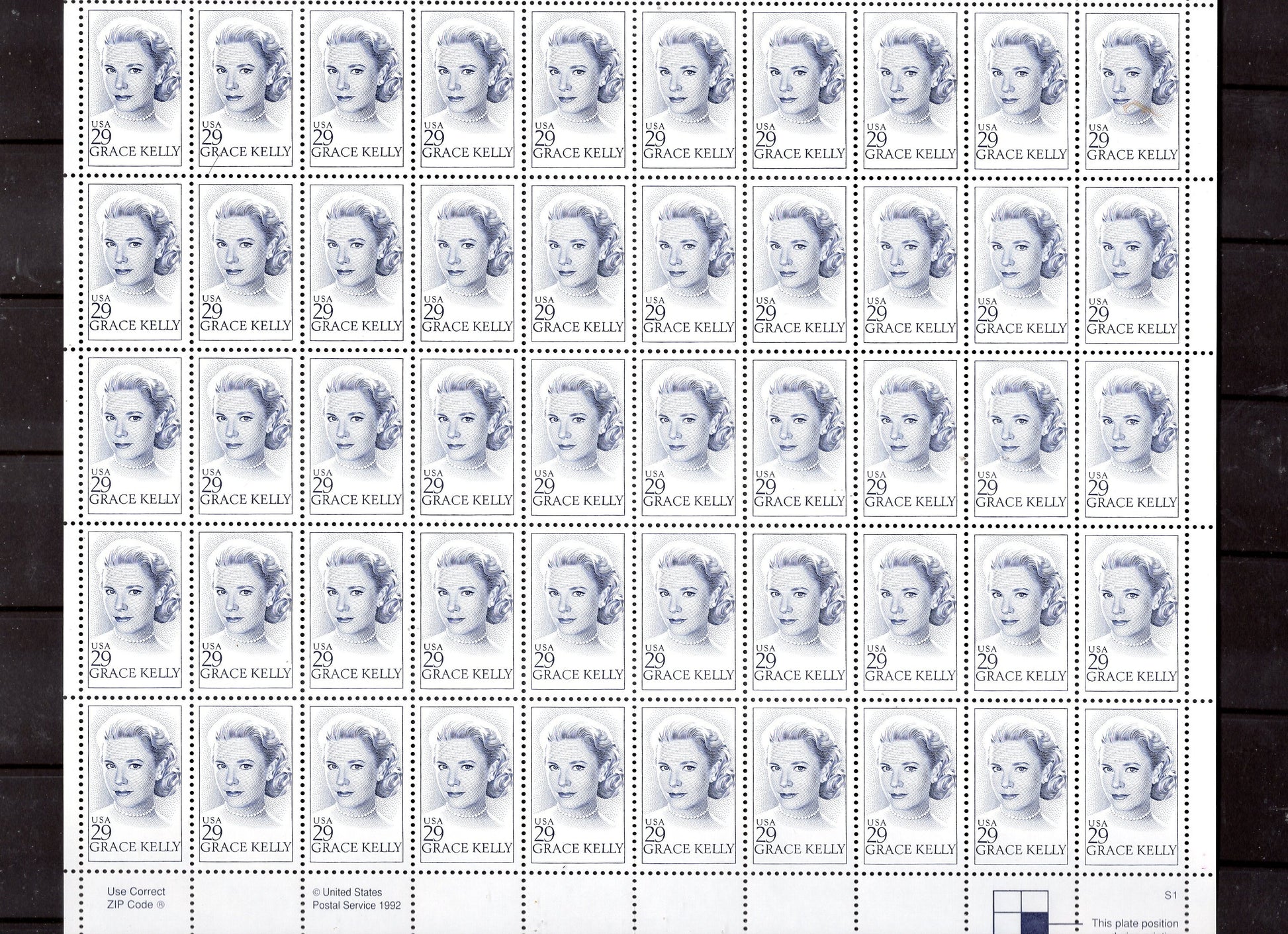 GRACE KELLY PRINCESS of Monaco Actress Sheet is Complete - but scanner trimmed - Scarce Bright Fresh- Vintage 1993 ping