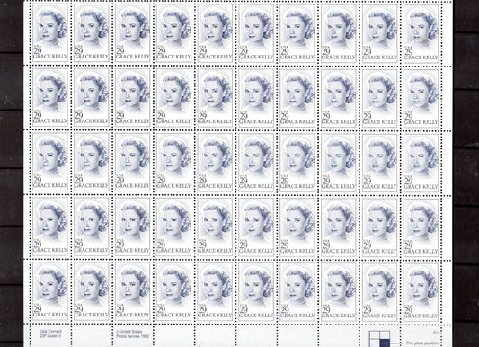 GRACE KELLY PRINCESS of Monaco Actress Sheet is Complete - but scanner trimmed - Scarce Bright Fresh- Vintage 1993 ping