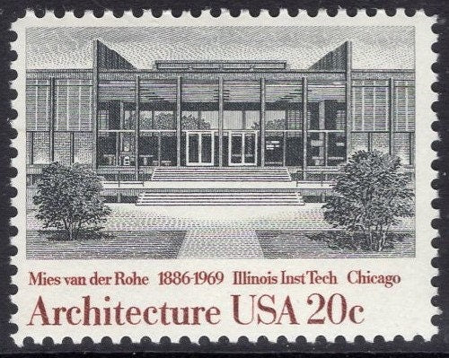8 (2 Blocks) FALLINGWATER Architecture WRIGHT SAARINEN Gropius van der Rohe Stamps Fresh Bright Postage Stamps - Vintage 1982 