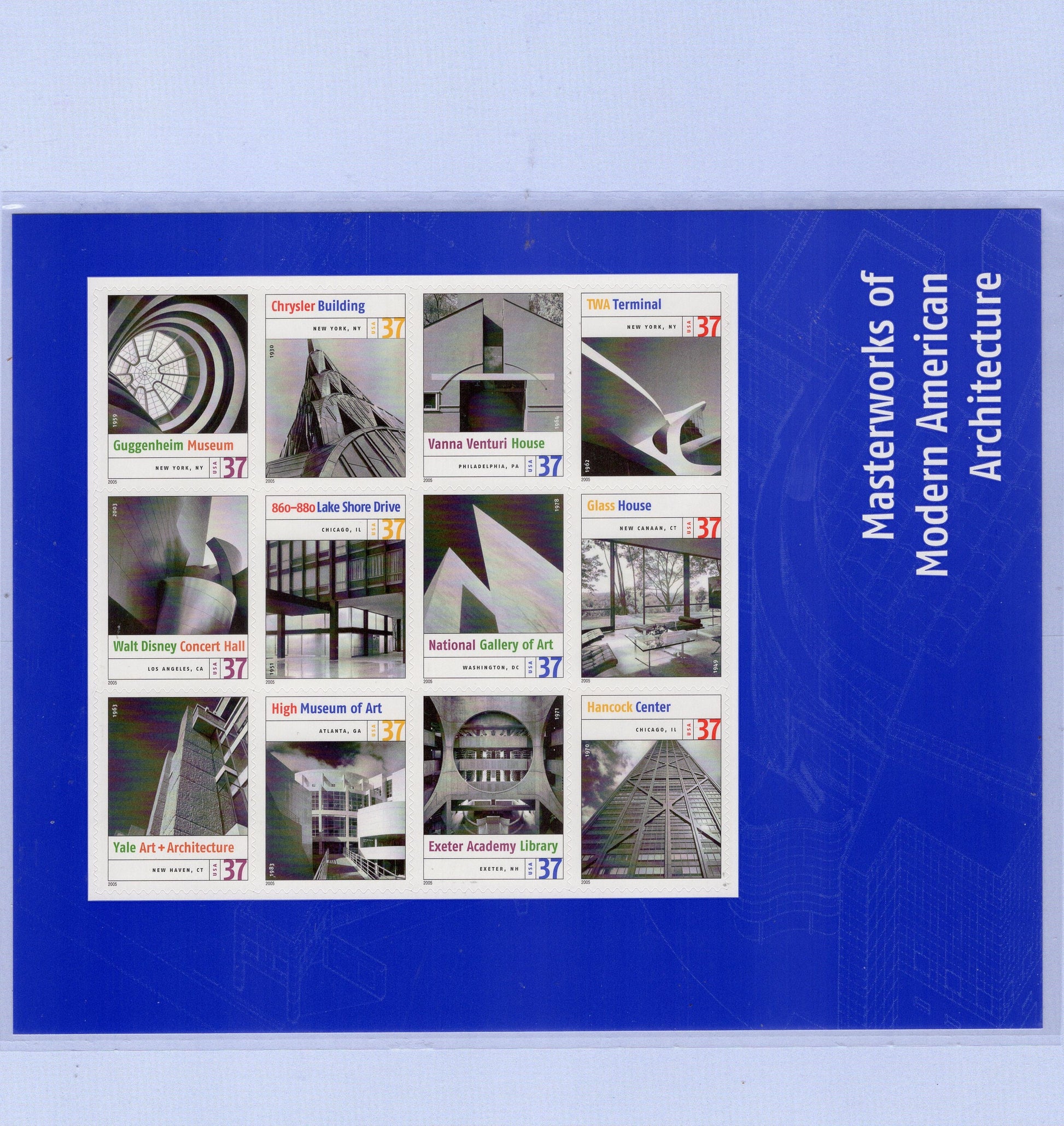 MODERN ARCHITECTURE - I.M.PEI Wright Gehry Mies Saarineno Commemorative Panel Sheet of 12 Stamps Text Great Gift 8.5x11 '04