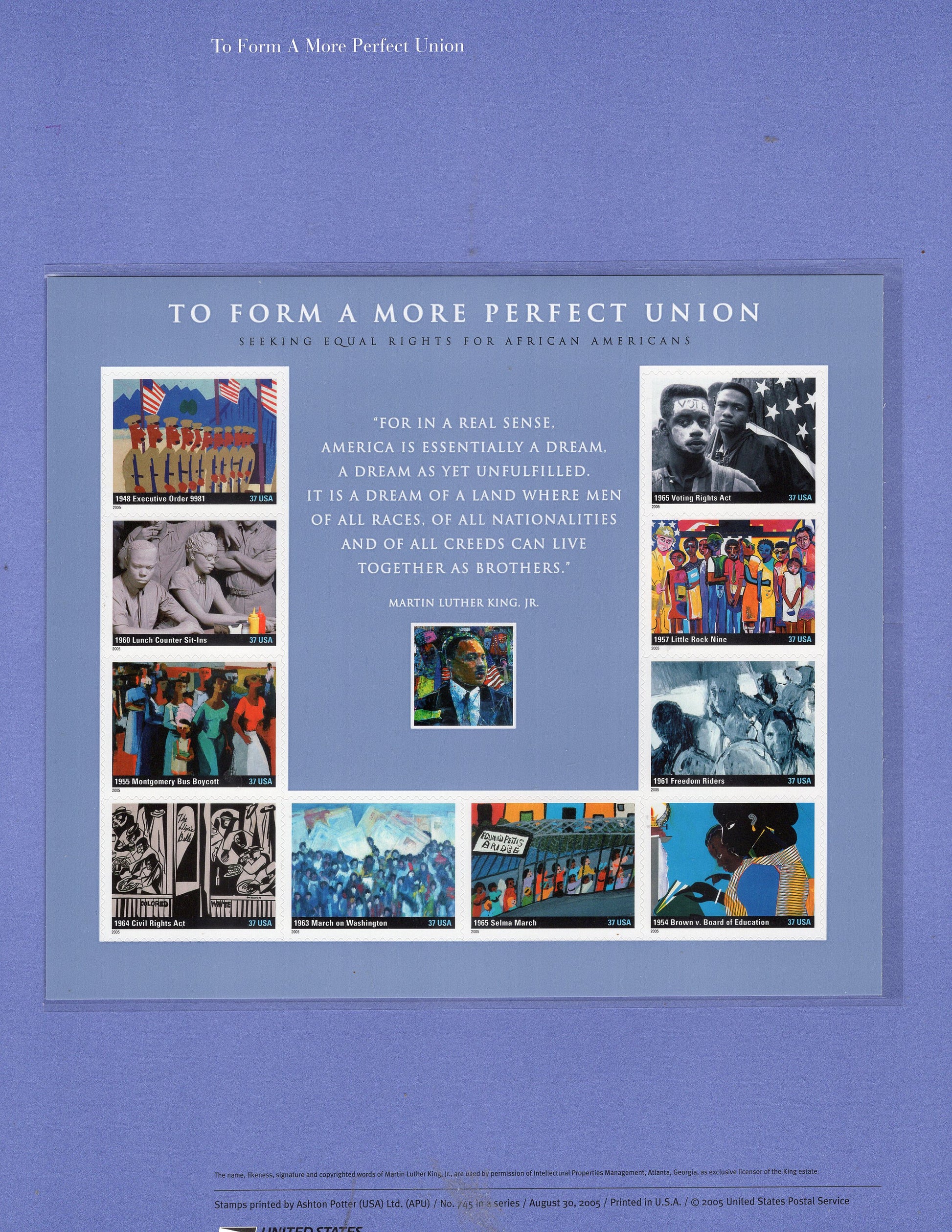 To FORM a More PERFECT UNION Black Heritage Commemorative Panel w/ Sheet of 10 Stamps Illustrations Text Great Gift 8.5x11 2004-FreeShipUSA