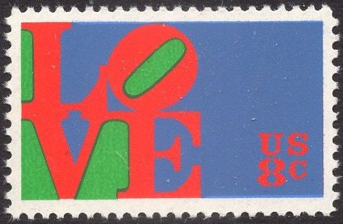 ROBERT INDIANA LOVE Sheet of 50 - scarce! - Stamps Art Unusual Design Fresh Bright USa Postage - Vintage 1973 - Stock# 1475 - FreeUSA Shi-