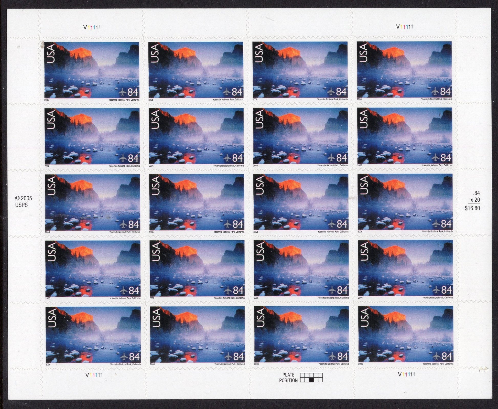 YOSEMITE NATIONAL PARK Sheet of 20 Scenic Usa Landscapes Stamps - Unused, Fresh, Bright Post Office - Vintage 2006 