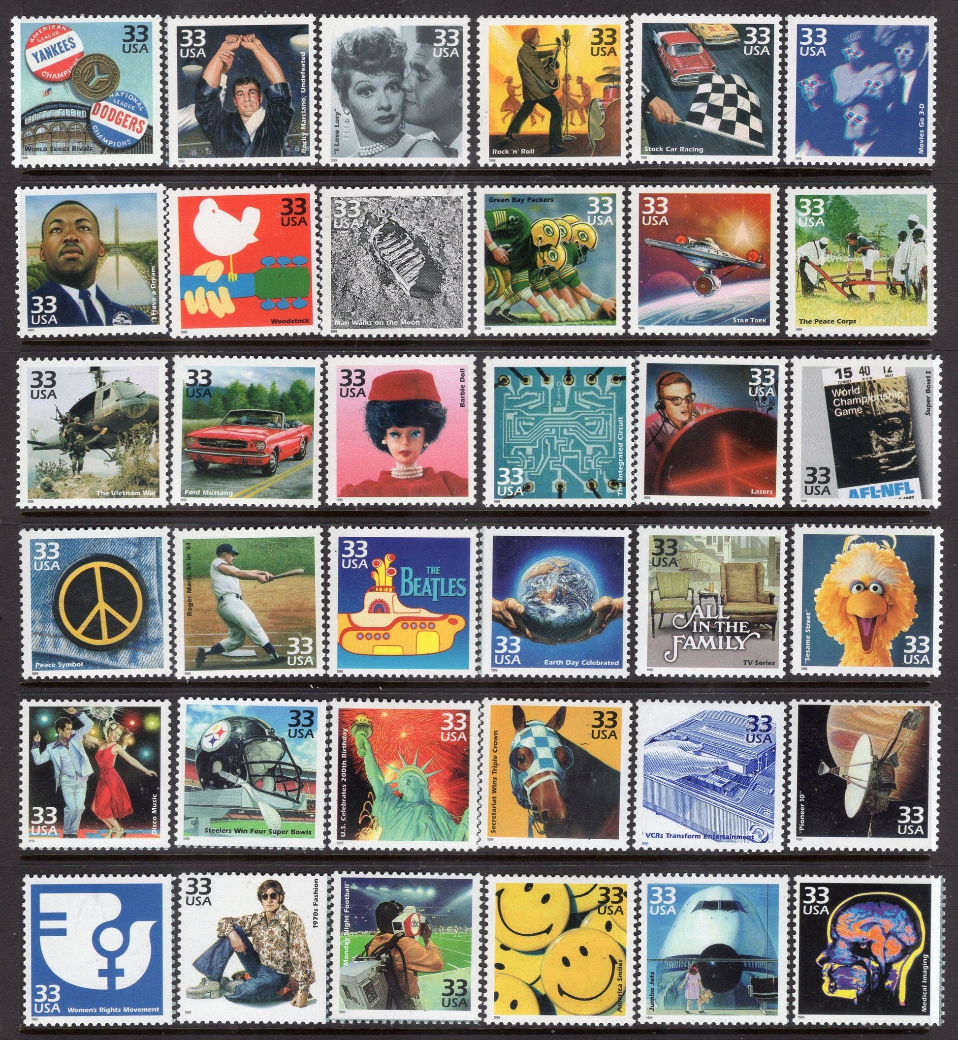 CELEBRATE the CENTURY 150 Lovely MINT Stamps - See 4 Scans Showing Important Events / Scenes 20th Century - Vintage 1998-2000