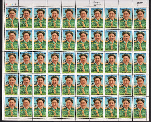 GOLF - FRANCIS OUIMET Sheet of 50 - First American Winner of the Open - Hall of Fame Scarce Sheet - Vintage 1987 