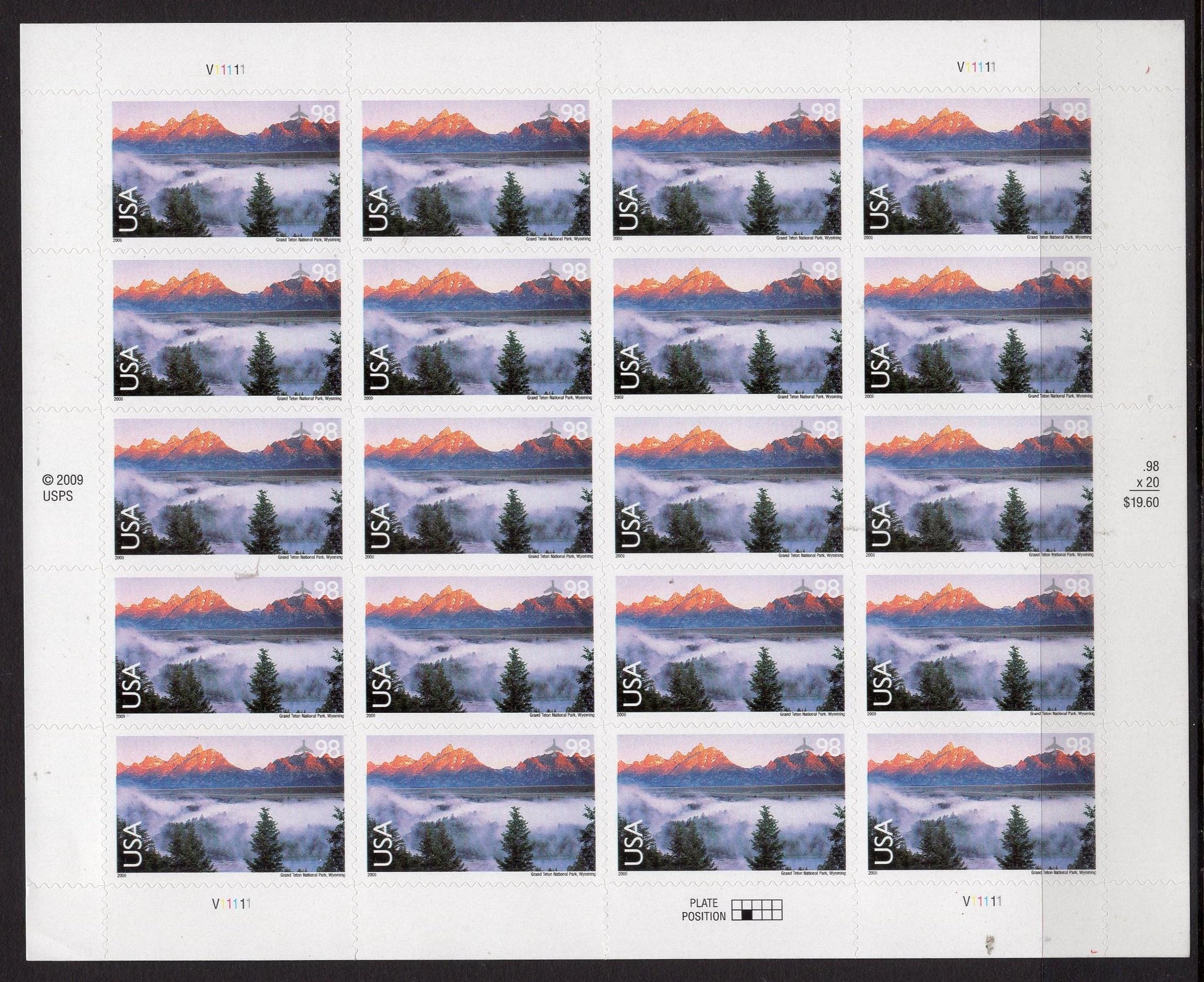 GRAND TETON NATIONAL Park Wyoming - Sheet of 20 Scenic American Landscapes Stamps - C147 Unused, Fresh, Bright Post Office 