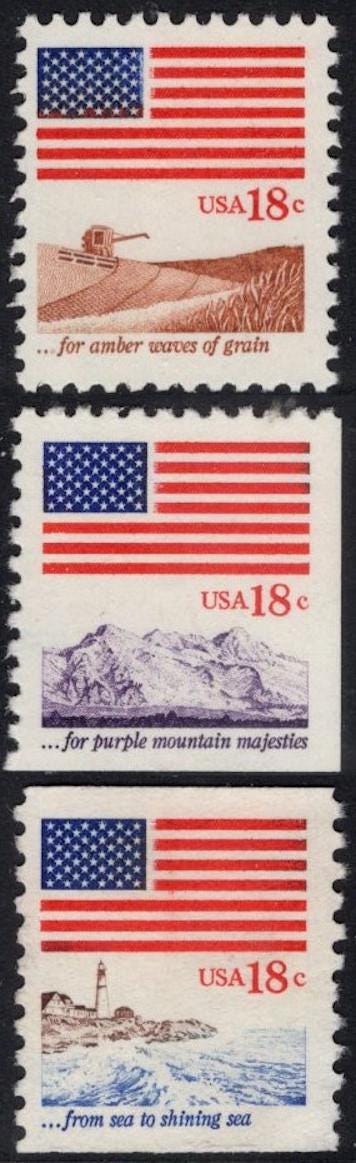 From SEA to SHINING SEA - Patriotic Music on USa Mint 18c Stamps - 2 Each of 3 Different Stamps - Quite Unusual! Vintage 1981 