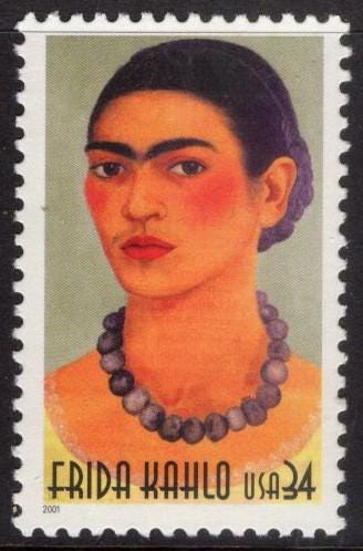 10 FRIDA KAHLO ARTIST Postage Stamps - Self-Portraits Nature Mexican Artifacts Painter Folk Art - Vintage 2001 