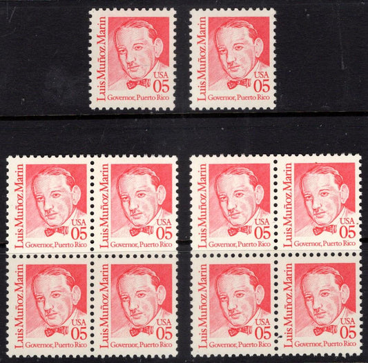 10 Luis MUNOZ MARIN Red Stamps - GOVERNOR of Puerto Rico 1990 - Politics - Fresh Bright Stamps ping